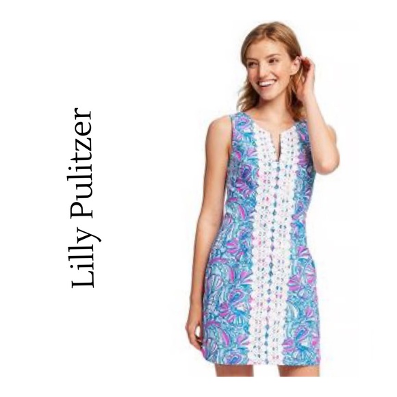 Lilly Pulitzer Dresses & Skirts - Lilly Pulitzer Target 20th Anniversary My Fans Shift Dress Blue Pink Crochet